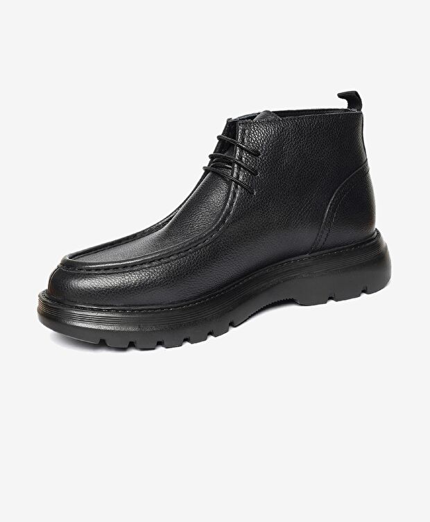 Erkek Siyah Hakiki Deri Klasik Bot - 2