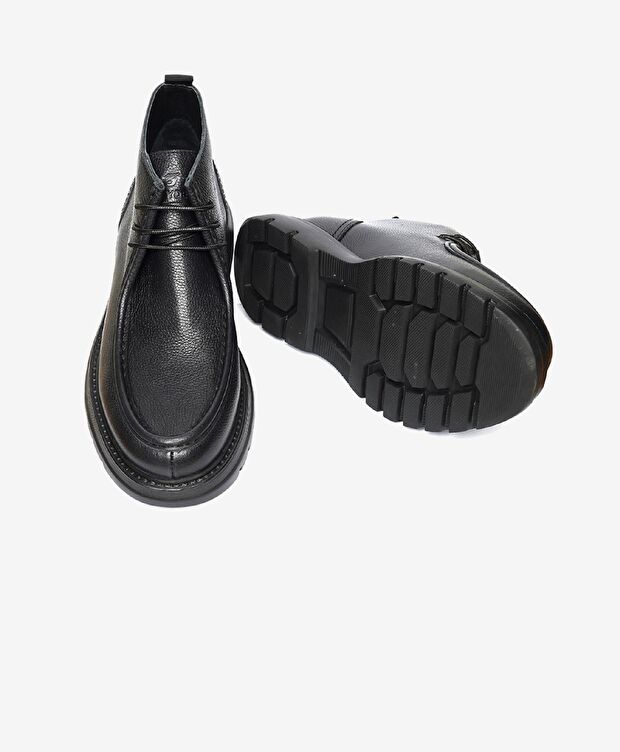 Erkek Siyah Hakiki Deri Klasik Bot - 5