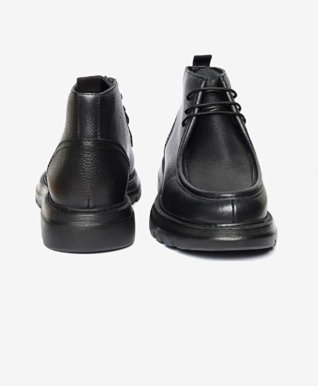 Erkek Siyah Hakiki Deri Klasik Bot - 6