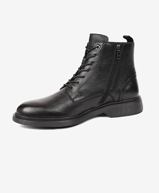 Erkek Siyah Hakiki Deri Klasik Bot - 2