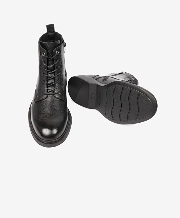 Erkek Siyah Hakiki Deri Klasik Bot - 5