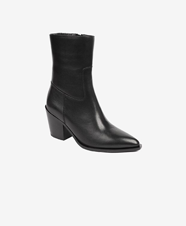 Kadın Siyah Hakiki Deri Topuklu Bot - 2