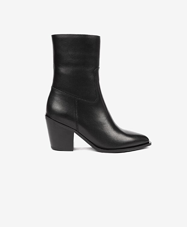 Kadın Siyah Hakiki Deri Topuklu Bot - 1