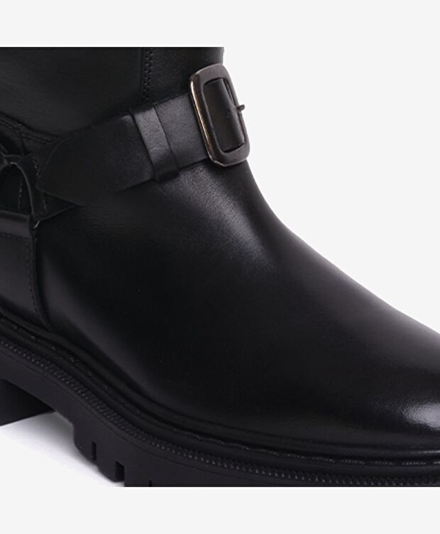 Kadın Siyah Hakiki Deri Topuklu Bot - 5