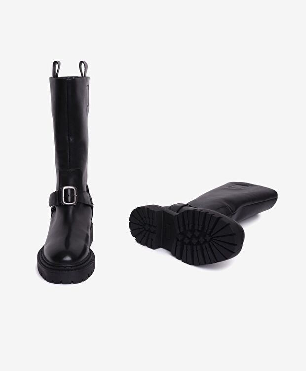 Kadın Siyah Hakiki Deri Topuklu Bot - 6