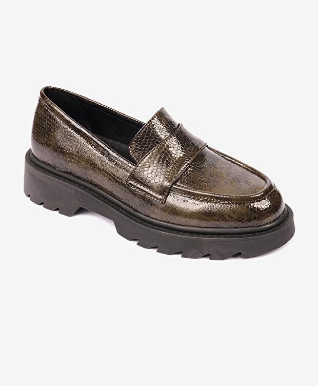 Kadın Siyah Hakiki Deri Memory Foam Taban Loafer Ayakkabı - 2