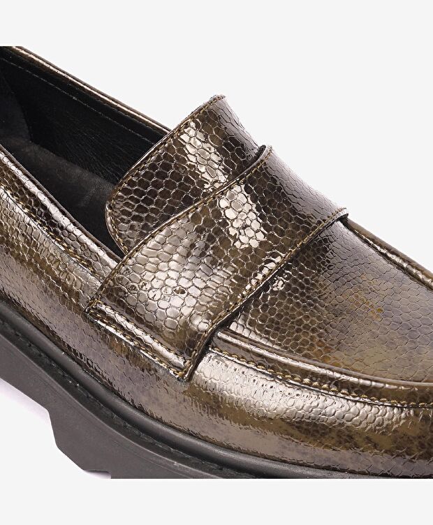 Kadın Siyah Hakiki Deri Memory Foam Taban Loafer Ayakkabı - 5