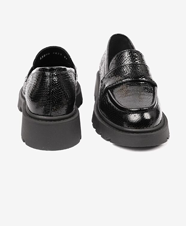 Kadın Siyah Hakiki Deri Memory Foam Taban Loafer Ayakkabı - 7