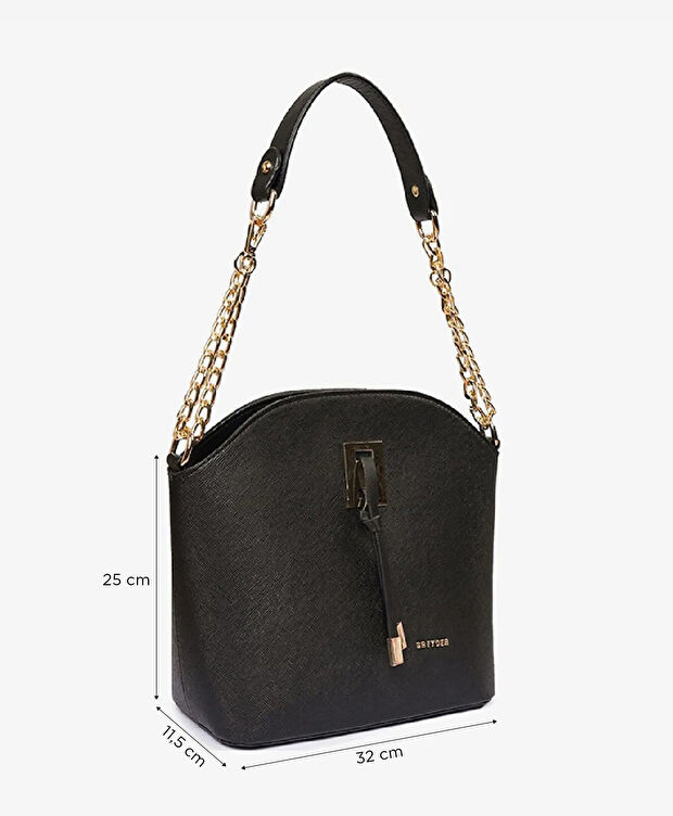 Kadın Siyah 3 Bölmeli Omuz Çantası - 2