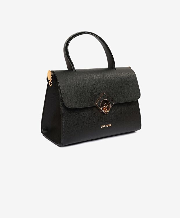 Kadın Siyah Tokalı Kol Çantası - 6