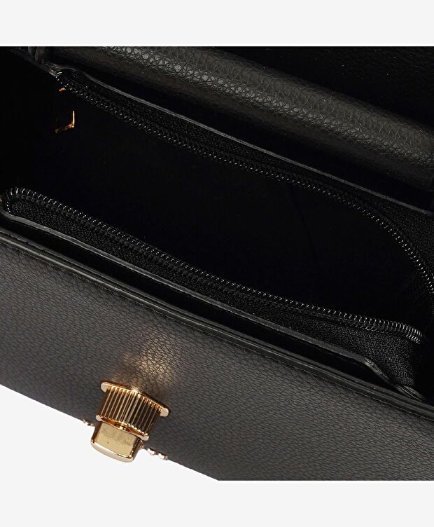 Kadın Siyah Tokalı Kol Çantası - 5