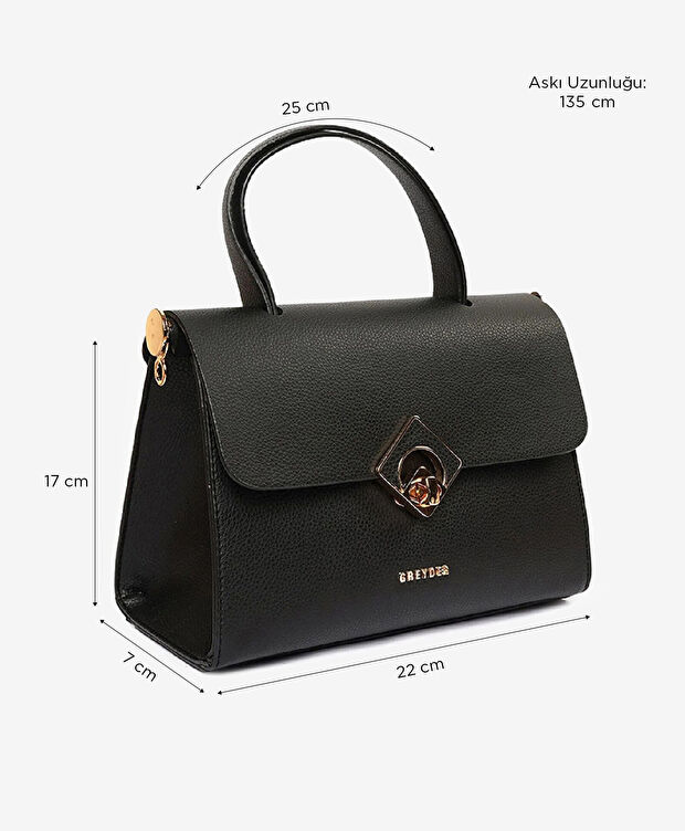 Kadın Siyah Tokalı Kol Çantası - 2