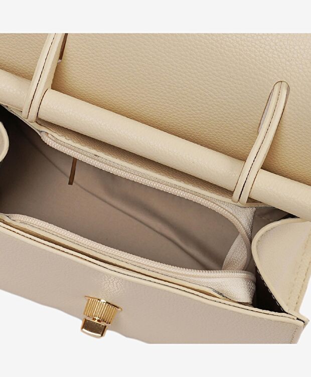 Kadın Ekru Tokalı Kol Çantası - 5