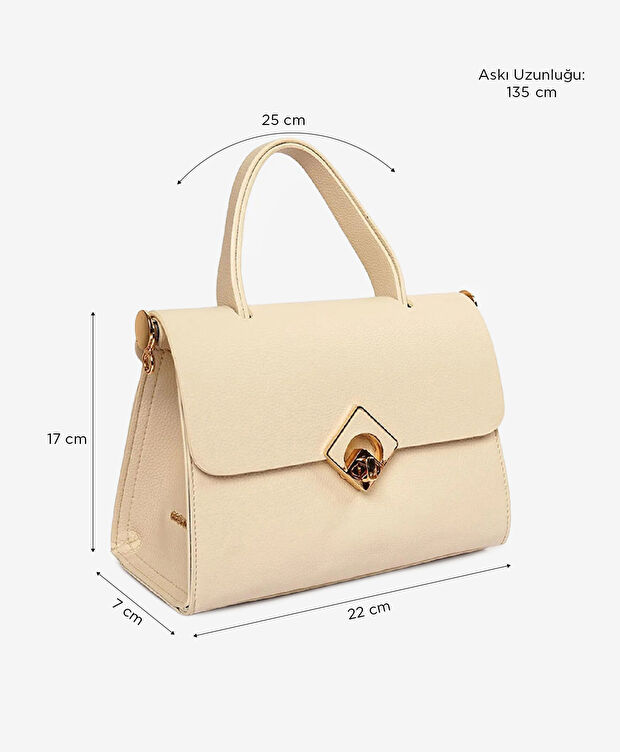 Kadın Ekru Tokalı Kol Çantası - 6
