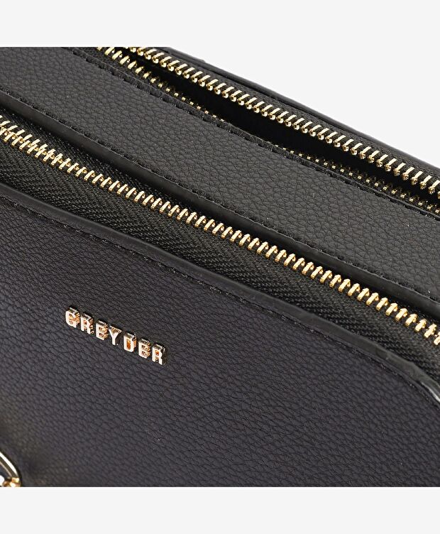 Kadın Siyah İki Bölmeli Omuz Çantası - 5