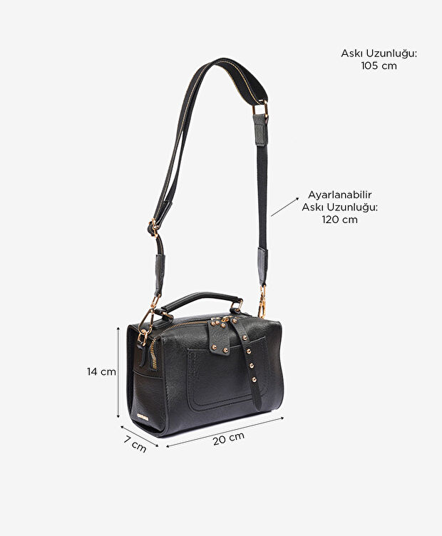Kadın Siyah Tek Bölmeli Omuz Çantası - 6