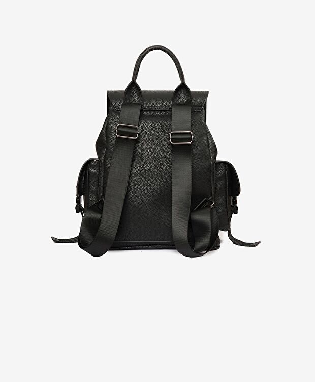 Kadın Siyah Tek Bölmeli Sırt Çantası - 4