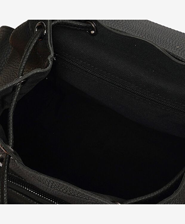 Kadın Siyah Tek Bölmeli Sırt Çantası - 5