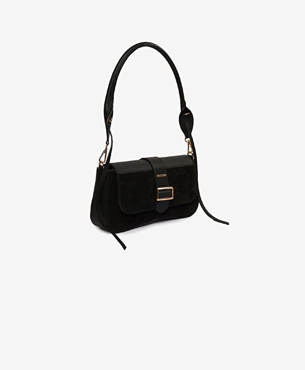 Kadın Siyah Mıknatıslı Omuz Çantası - 4