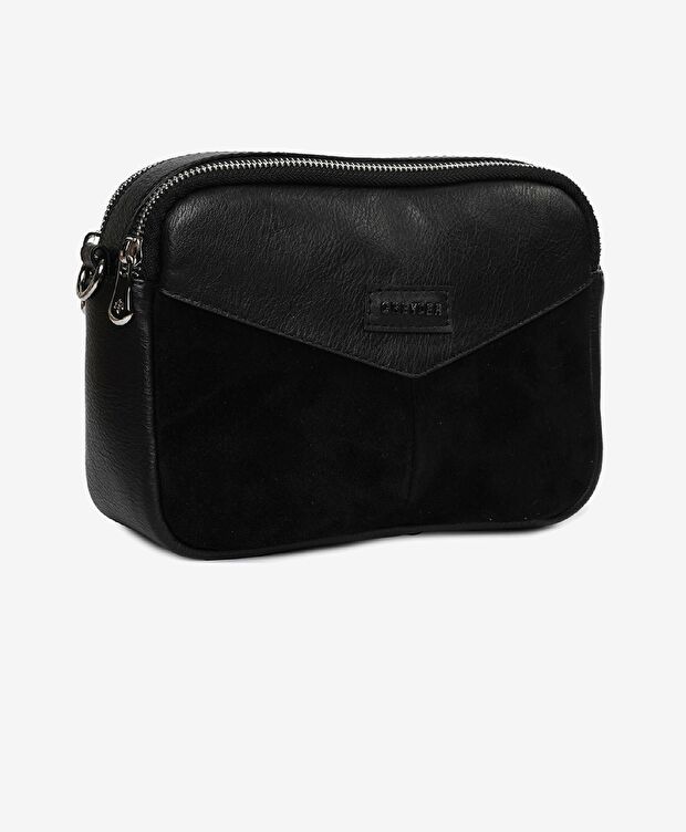 Kadın Siyah İki Bölmeli Omuz Çantası - 6