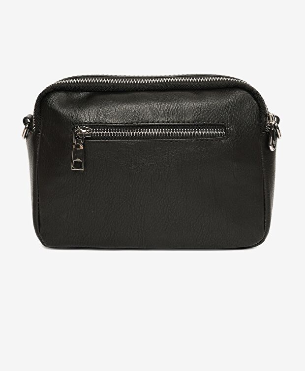 Kadın Siyah İki Bölmeli Omuz Çantası - 4