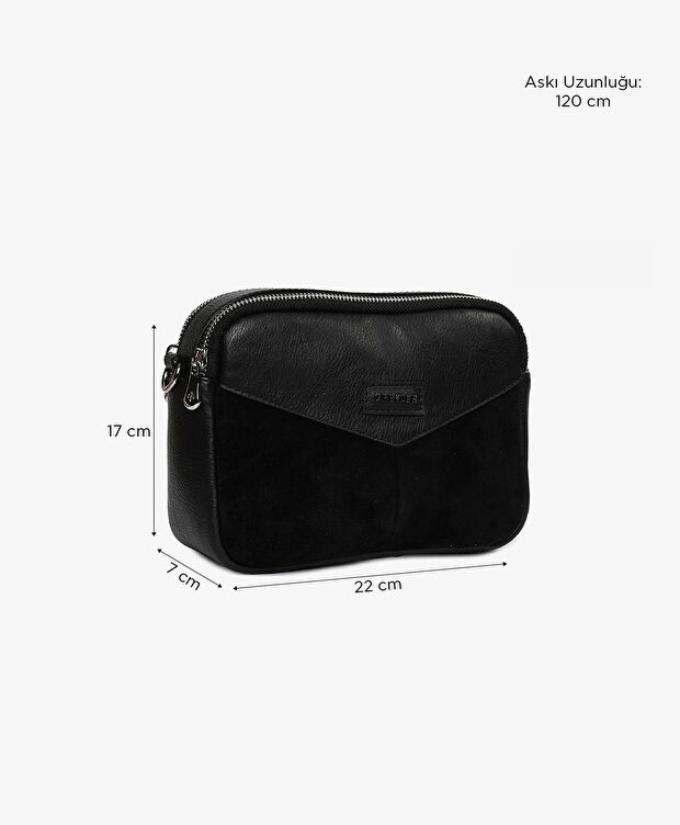 Kadın Siyah İki Bölmeli Omuz Çantası - 2