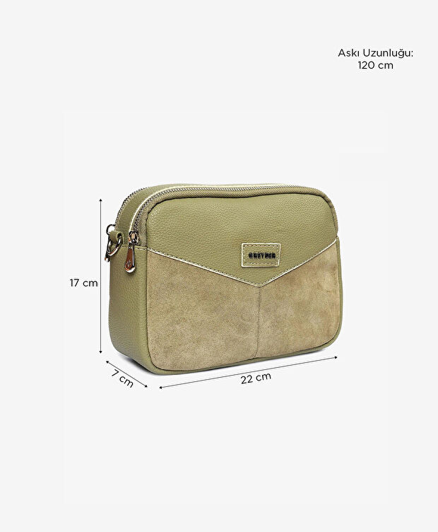 Kadın Yeşil İki Bölmeli Omuz Çantası - 6