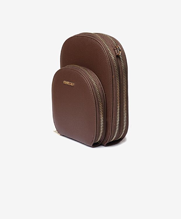 Kadın Kahverengi İki Bölmeli Çapraz Çanta - 3