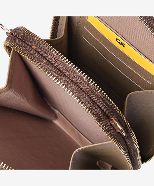 Kadın Kahverengi İki Bölmeli Çapraz Çanta - 5