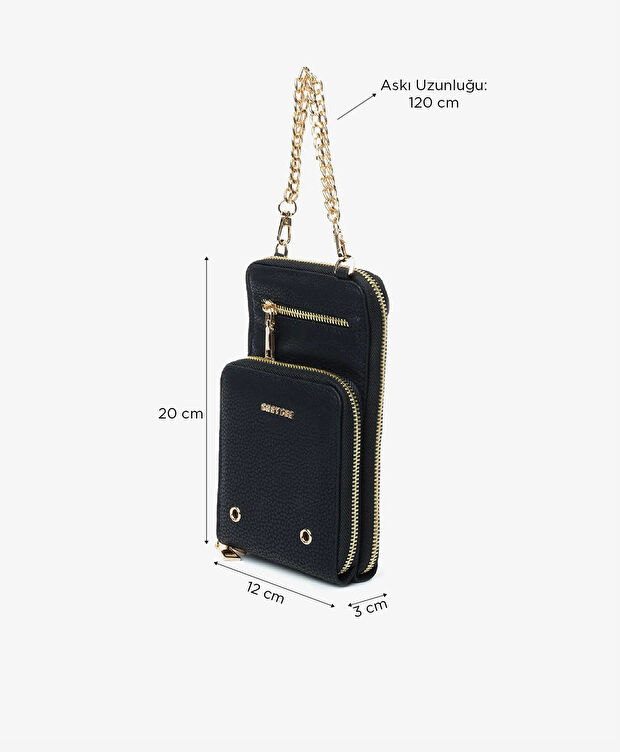 Kadın Siyah Tek Bölmeli Çapraz Çanta - 6
