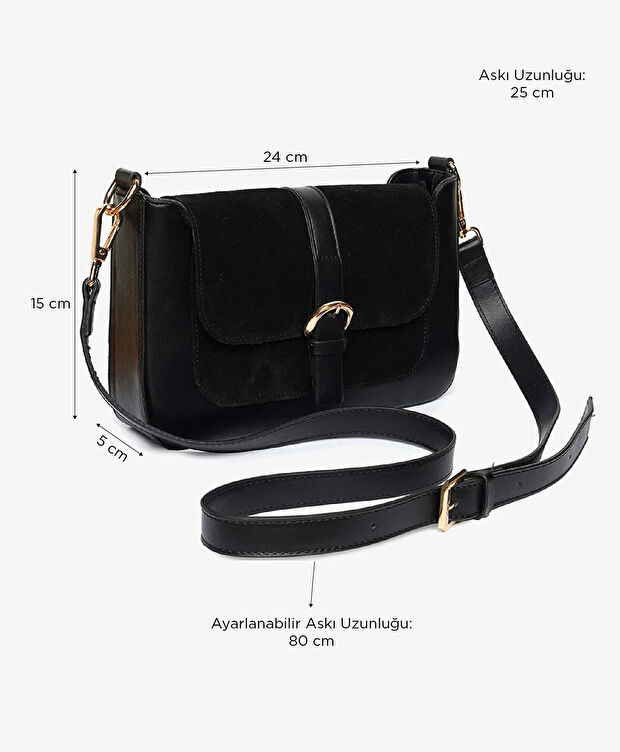 Kadın Siyah Mıknatıslı Omuz Çantası - 6