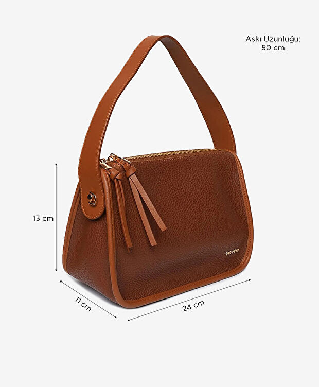 Kadın Taba Tek Bölmeli Omuz Çantası - 7