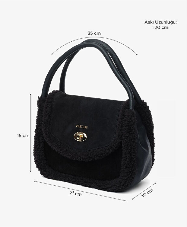Kadın Siyah Tokalı Kol Çantası - 7