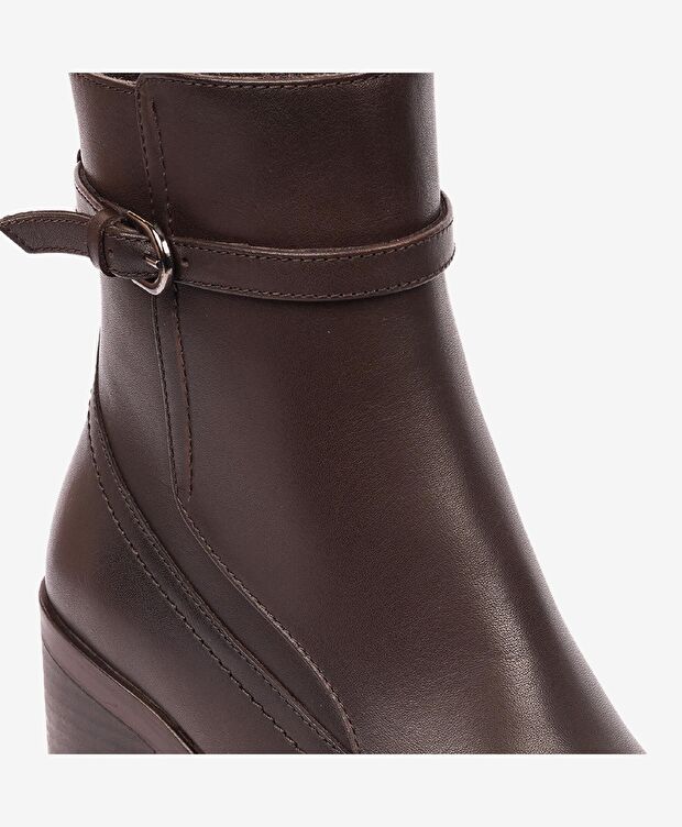 Kadın Kahverengi Hakiki Deri Topuklu Bot - 5