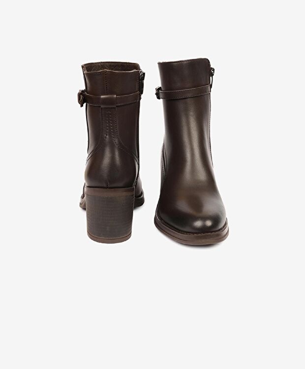 Kadın Kahverengi Hakiki Deri Topuklu Bot - 7