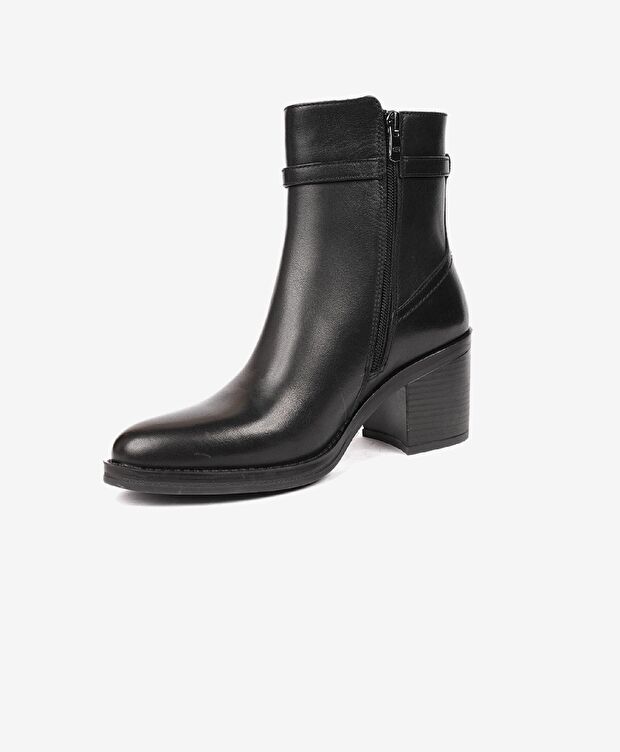 Kadın Siyah Hakiki Deri Topuklu Bot - 2