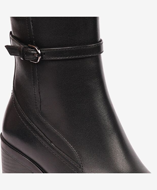 Kadın Siyah Hakiki Deri Topuklu Bot - 4
