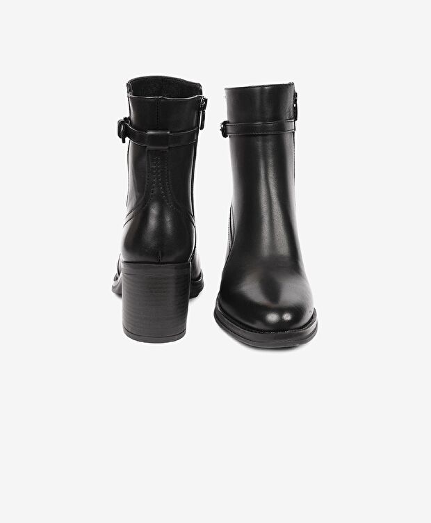 Kadın Siyah Hakiki Deri Topuklu Bot - 5