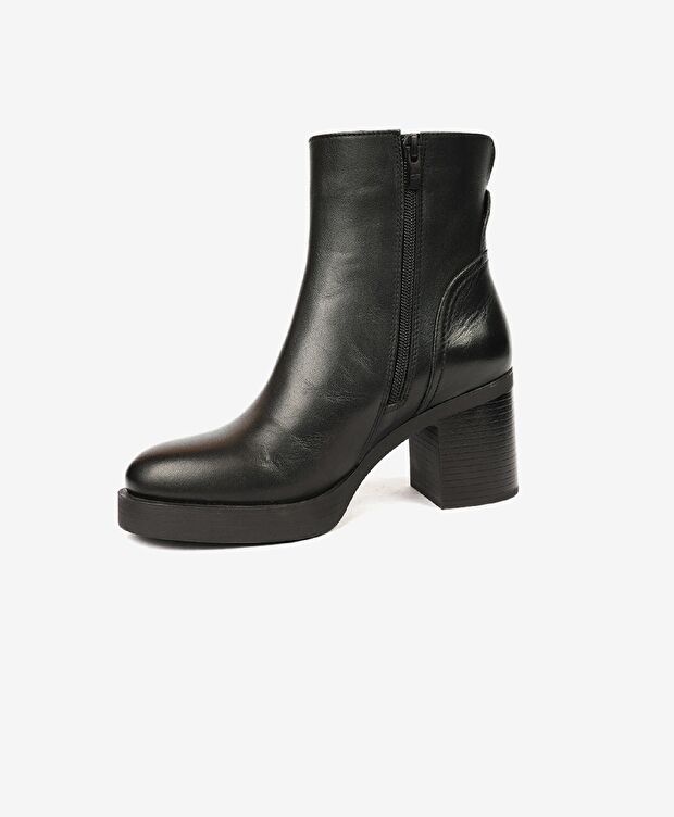 Kadın Siyah Hakiki Deri Topuklu Bot - 2