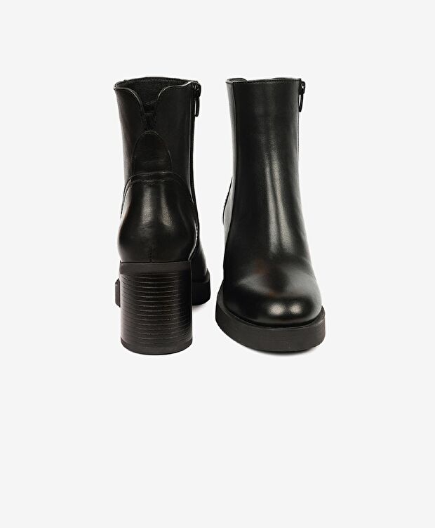 Kadın Siyah Hakiki Deri Topuklu Bot - 6