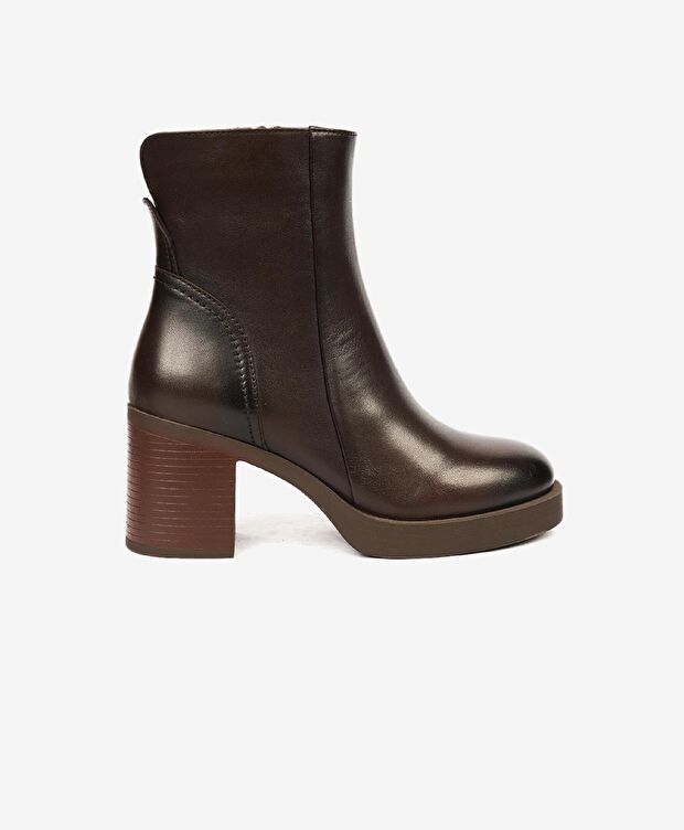 Kadın Kahverengi Hakiki Deri Topuklu Bot - 1