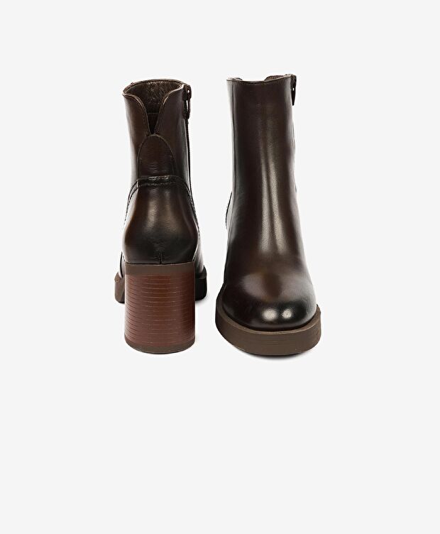 Kadın Kahverengi Hakiki Deri Topuklu Bot - 7