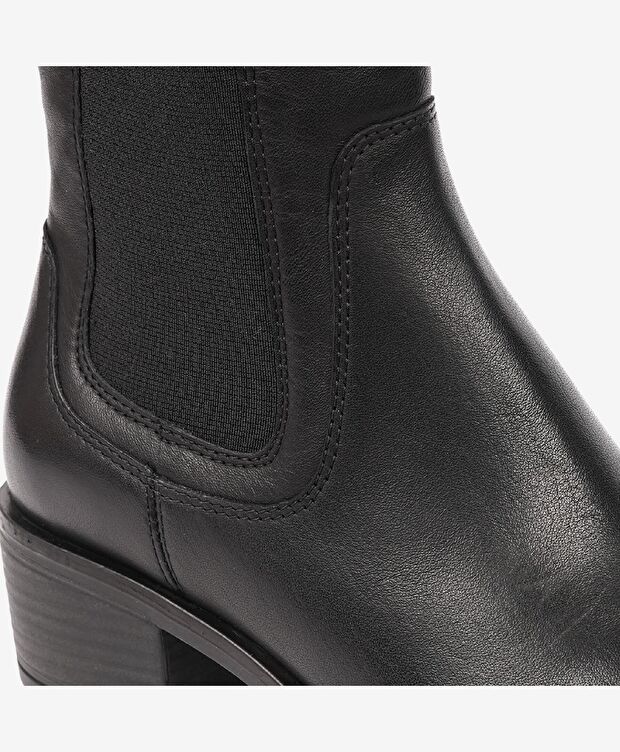 Kadın Siyah Hakiki Deri Topuklu Chelsea Bot - 4