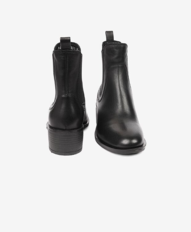 Kadın Siyah Hakiki Deri Topuklu Chelsea Bot - 6