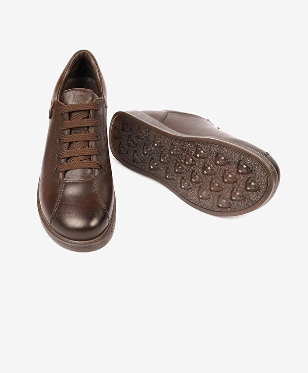 Kadın Kahverengi Hakiki Deri Memory Foam Taban Comfort Ayakkabı - 5