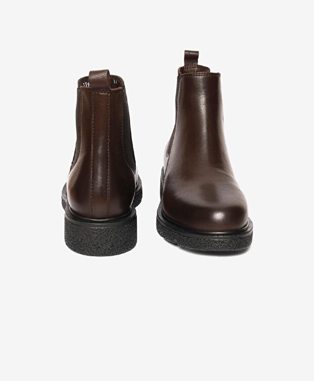 Kadın Kahverengi Hakiki Deri Memory Foam Taban Chelsea Bot - 6