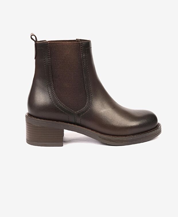 Kadın Kahverengi Hakiki Deri Memory Foam Taban Chelsea Bot - 1