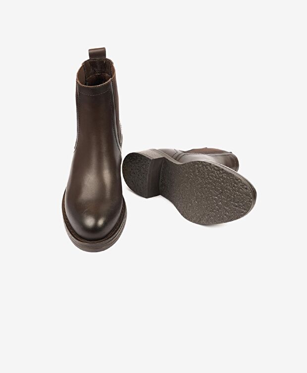 Kadın Kahverengi Hakiki Deri Memory Foam Taban Chelsea Bot - 6