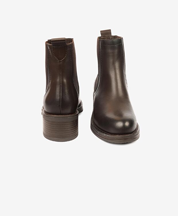 Kadın Kahverengi Hakiki Deri Memory Foam Taban Chelsea Bot - 7