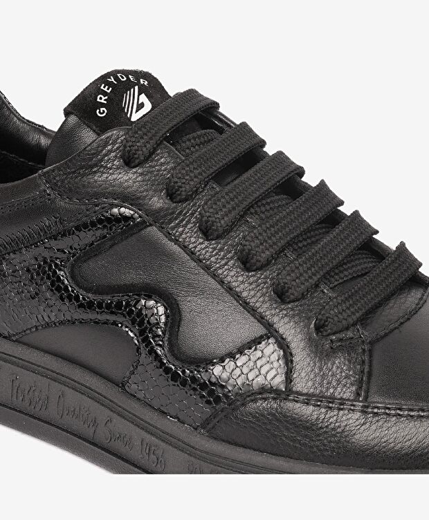 Kadın Siyah Hakiki Deri Sneaker Ayakkabı 4K2SA33291 - 5